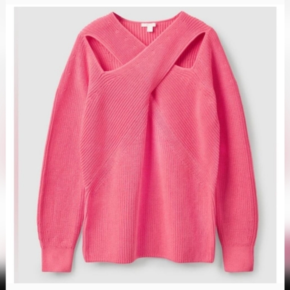 COS Criss Cross Cut Out Jumper Sweater Fisherman 100% Cotton Chunky Knit Medium - Picture 4 of 10